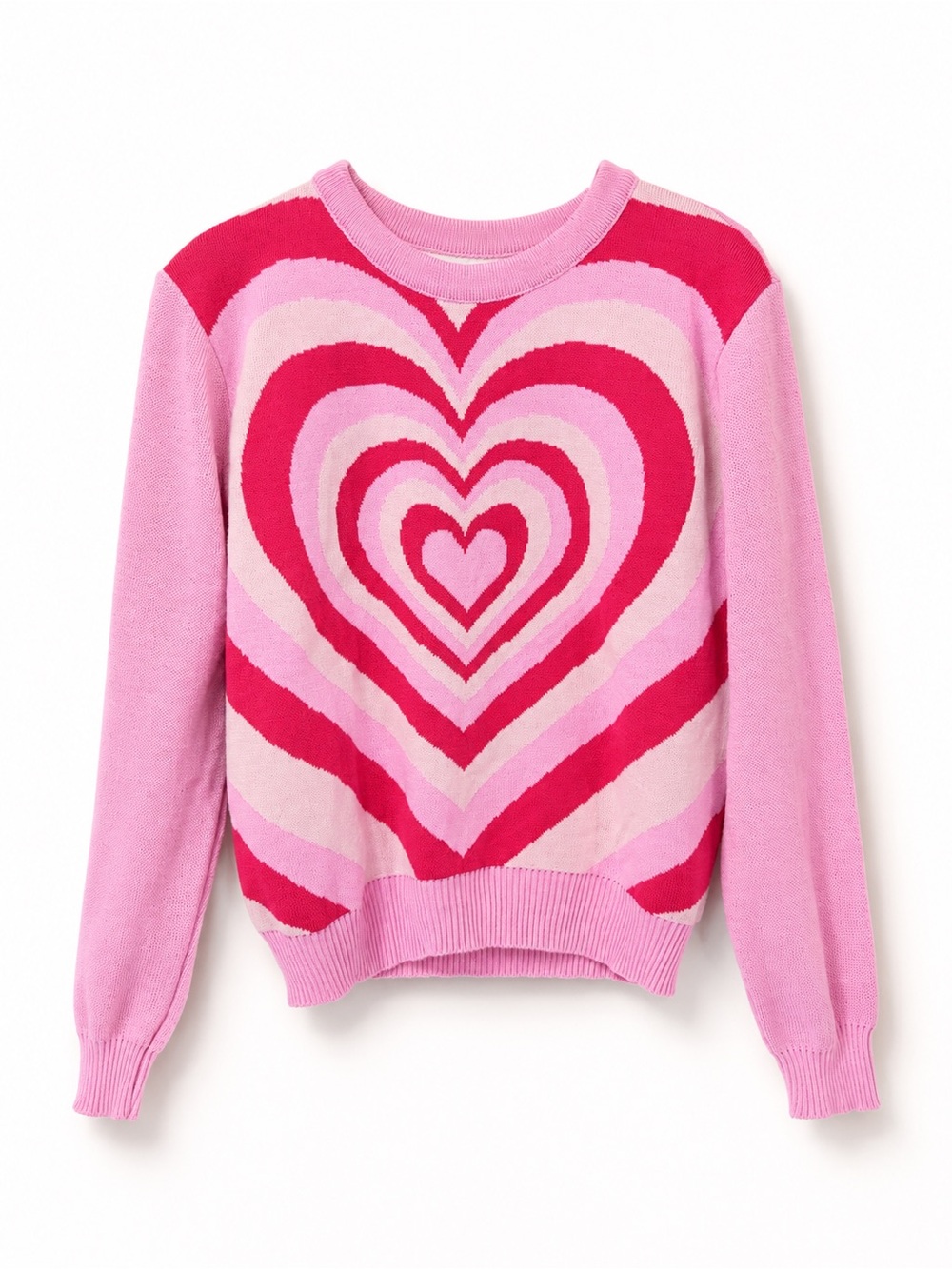 Skinnydip London Pink Heart Acrylic Knit Sweater Size Small